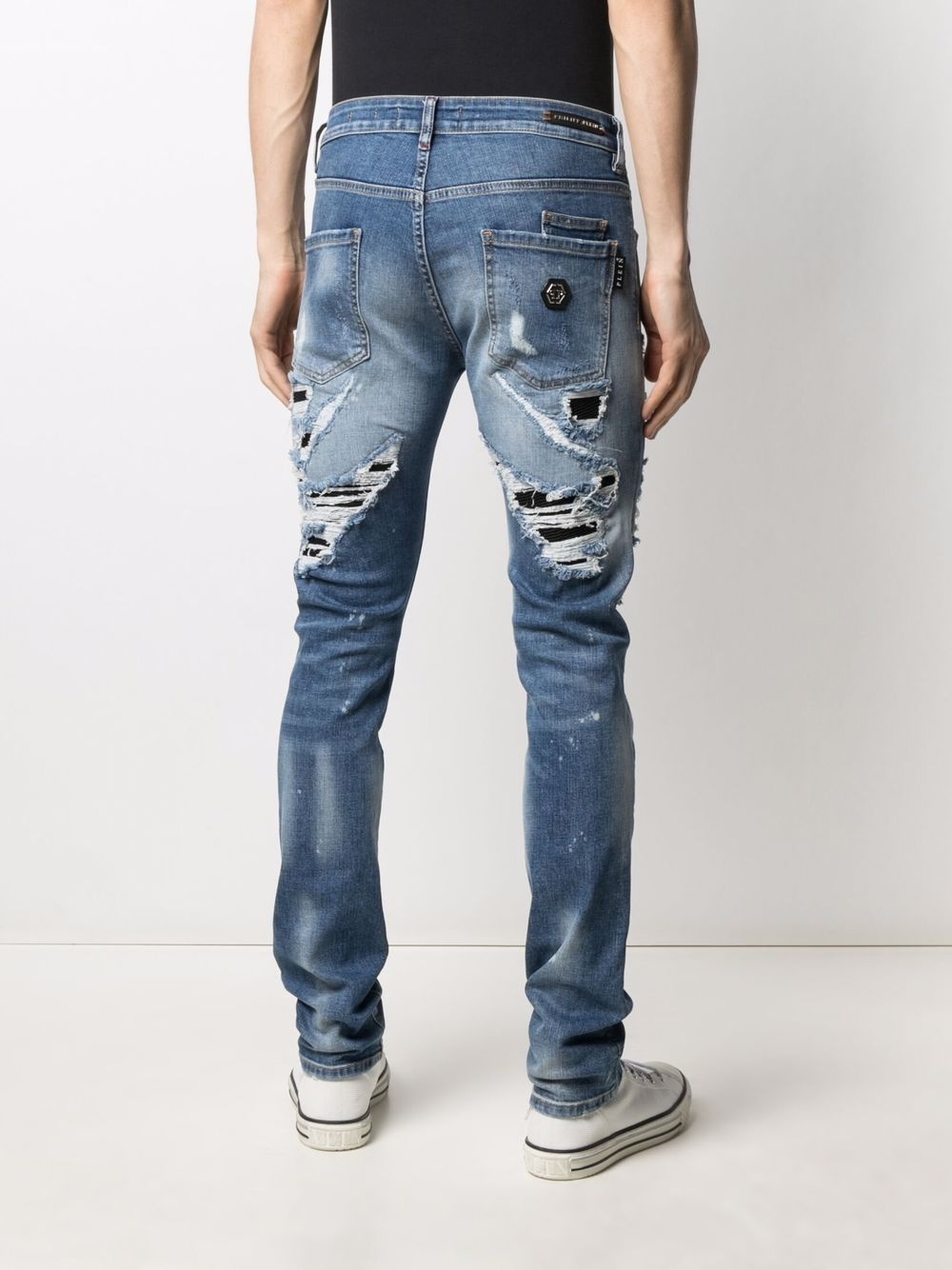 straight-leg distressed jeans - 4