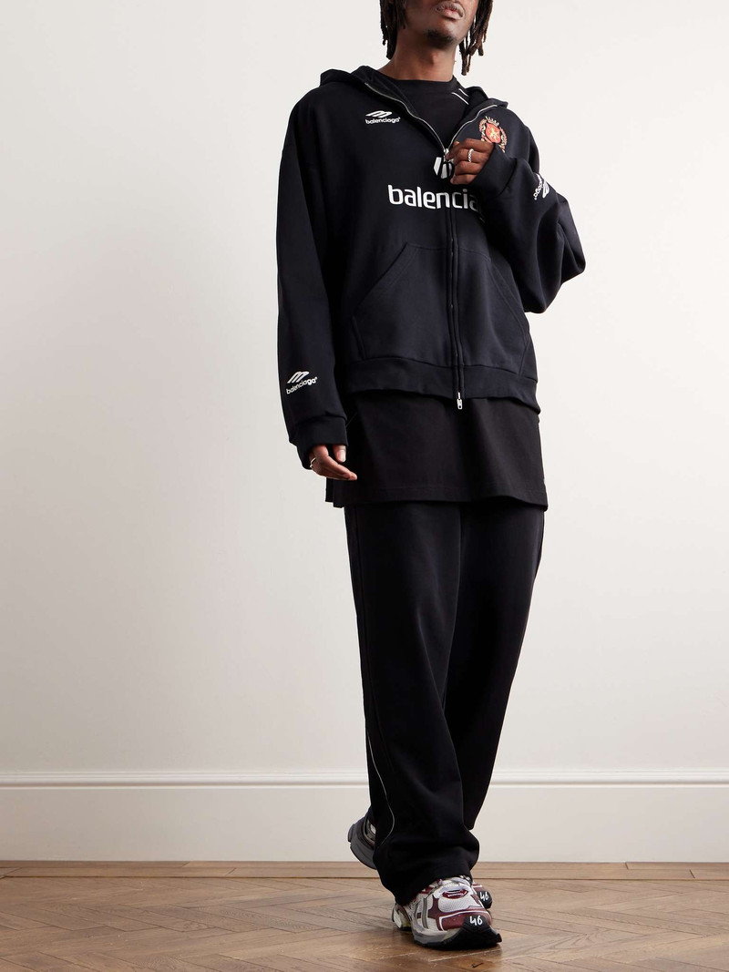 BALENCIAGA 2024 Soccer Oversized Logo-Detailed Cotton-Jersey Zip