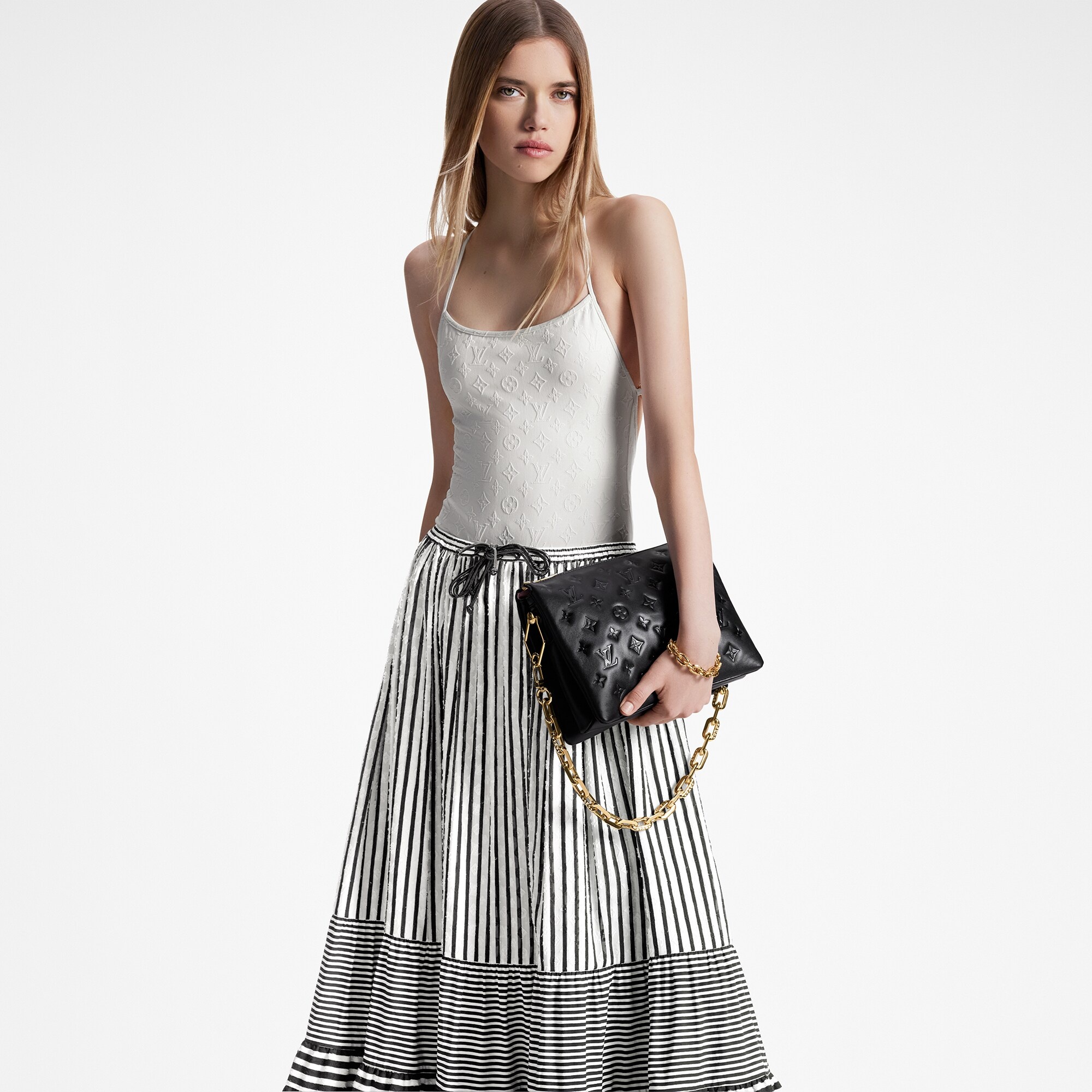 Mixed Stripes Tiered Midi Skirt - 5