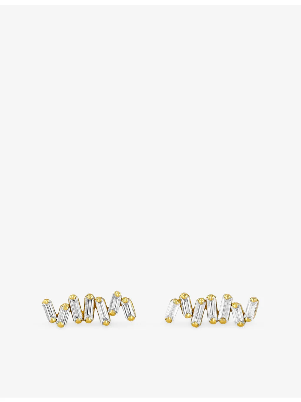 Diamond bar 18ct yellow-gold and baguette diamond 0.18ct stud earrings - 1