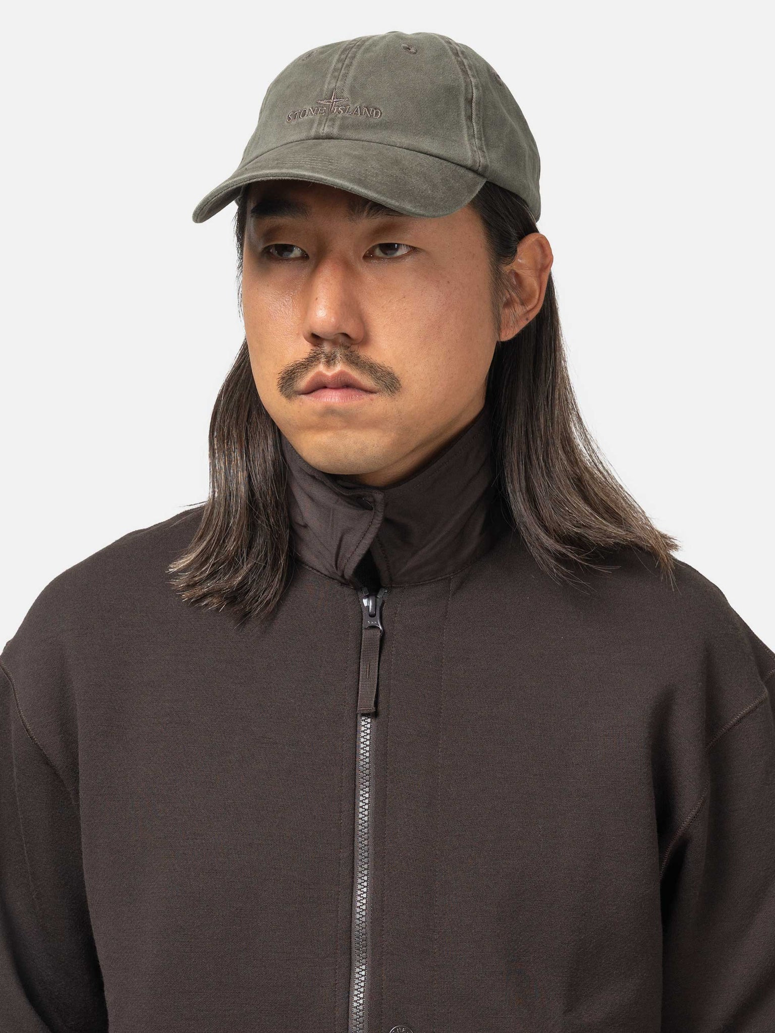 Brushed Cotton Gabardine Baseball Cap Military Green - 2