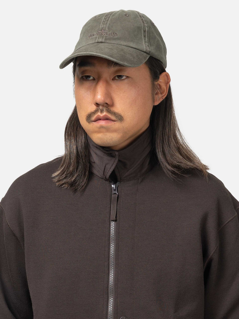 Stone Island Brushed Cotton Gabardine Baseball Cap Military Green outlook
