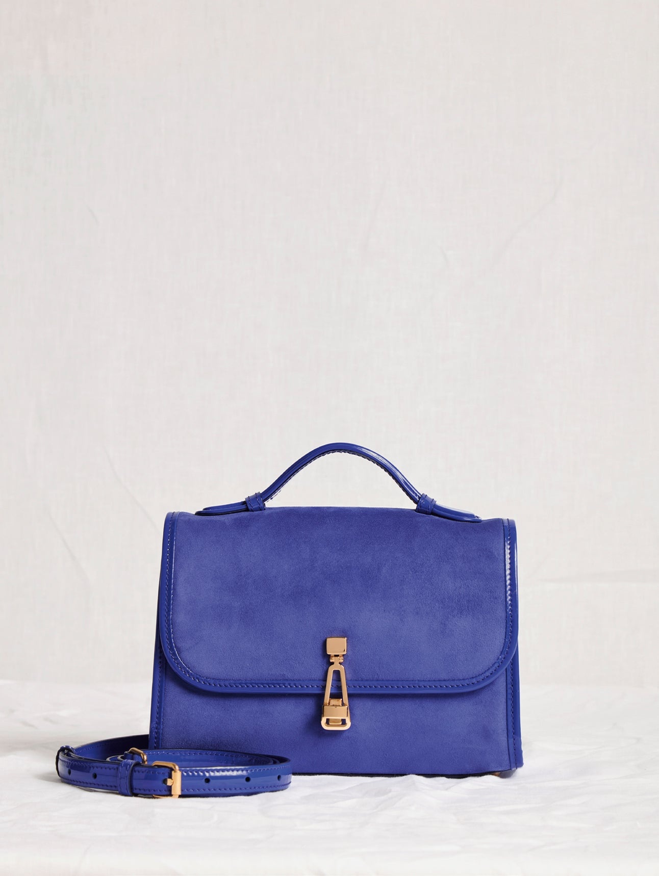 Small Leonora Flap Bag in Cobalt Suede - 5
