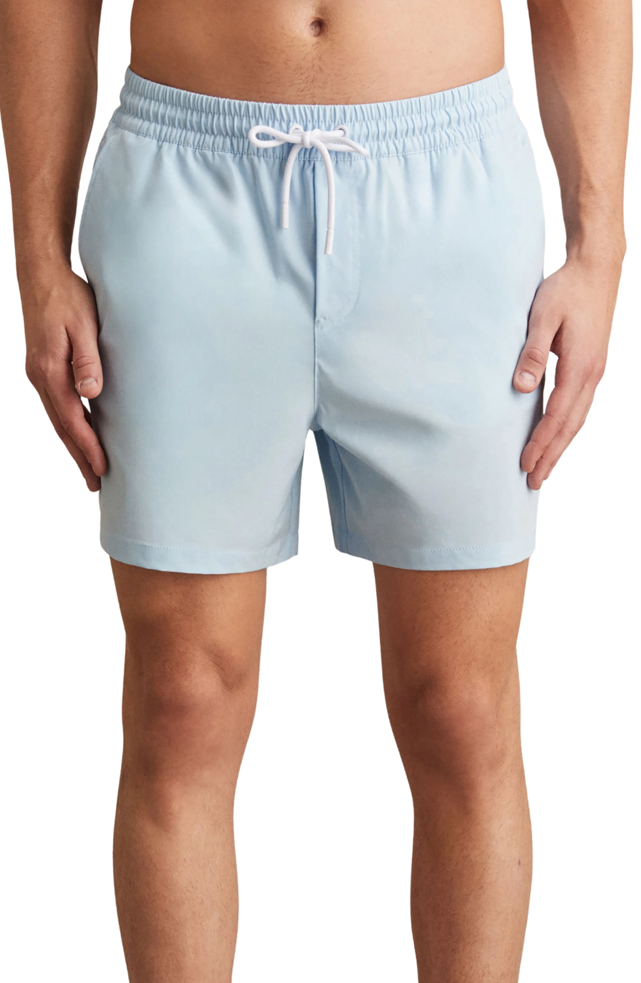 Reiss Cliff Water Resistant Swim Trunks in Soft Blue at Nordstrom - 1