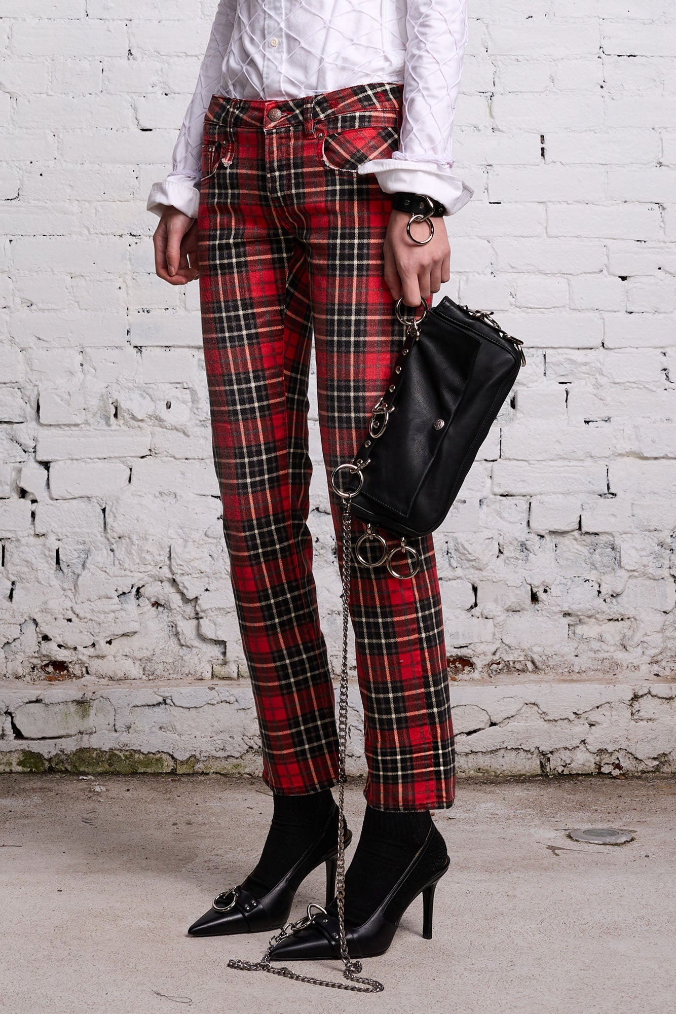 R13 Denim Collection Tailored Drop - Ash Red Plaid