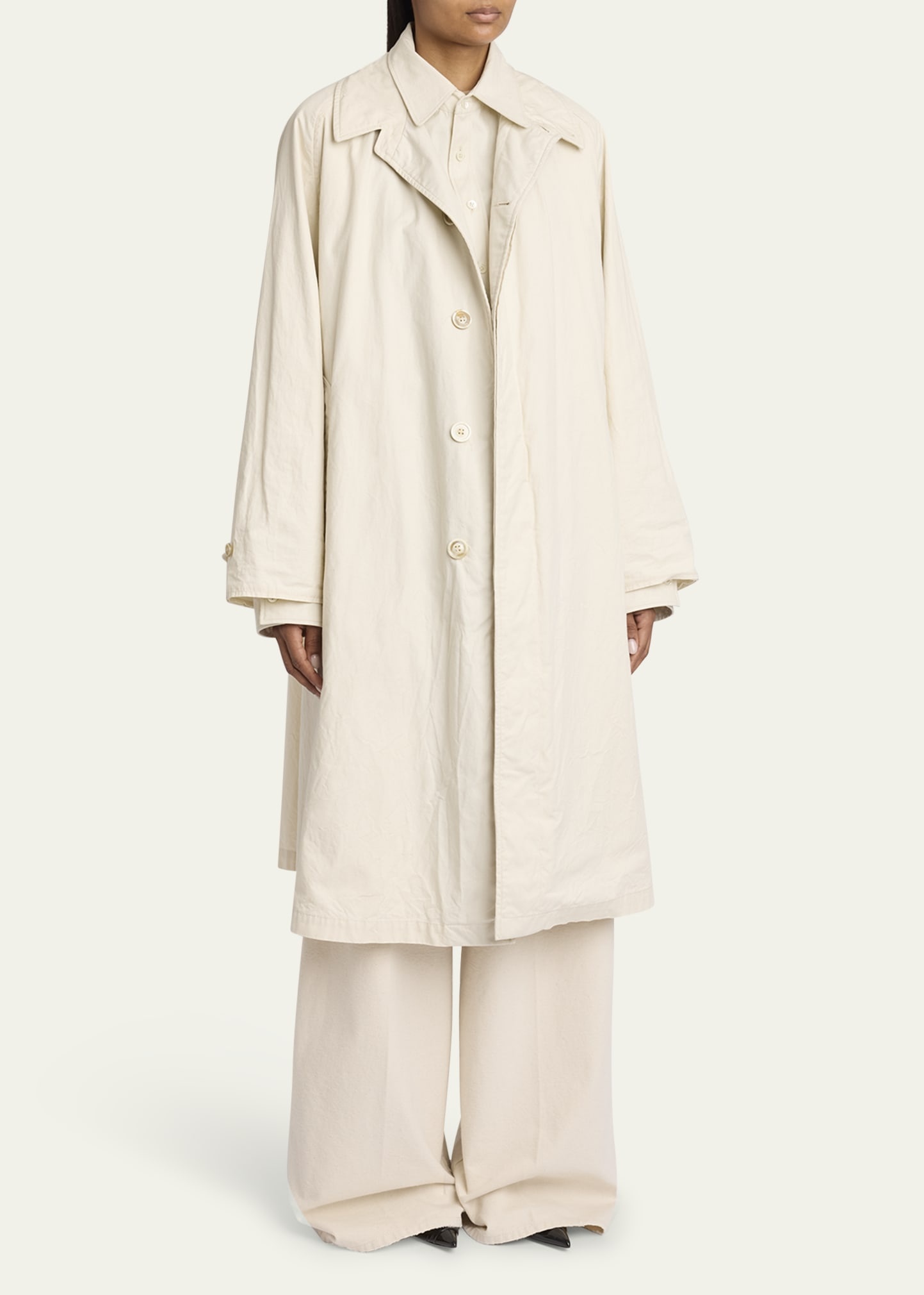 Layered Cotton Dyed Twill Trench Coat - 4