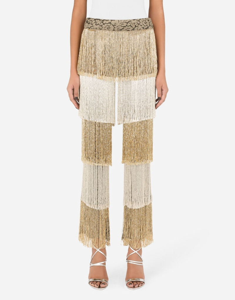 Lace pants with beaded fringing 2