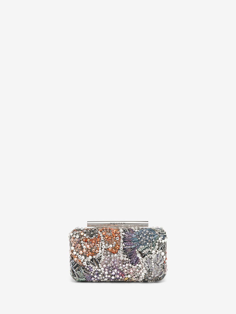 Smashed Floral Embroidery T-Bar Box Clutch 1