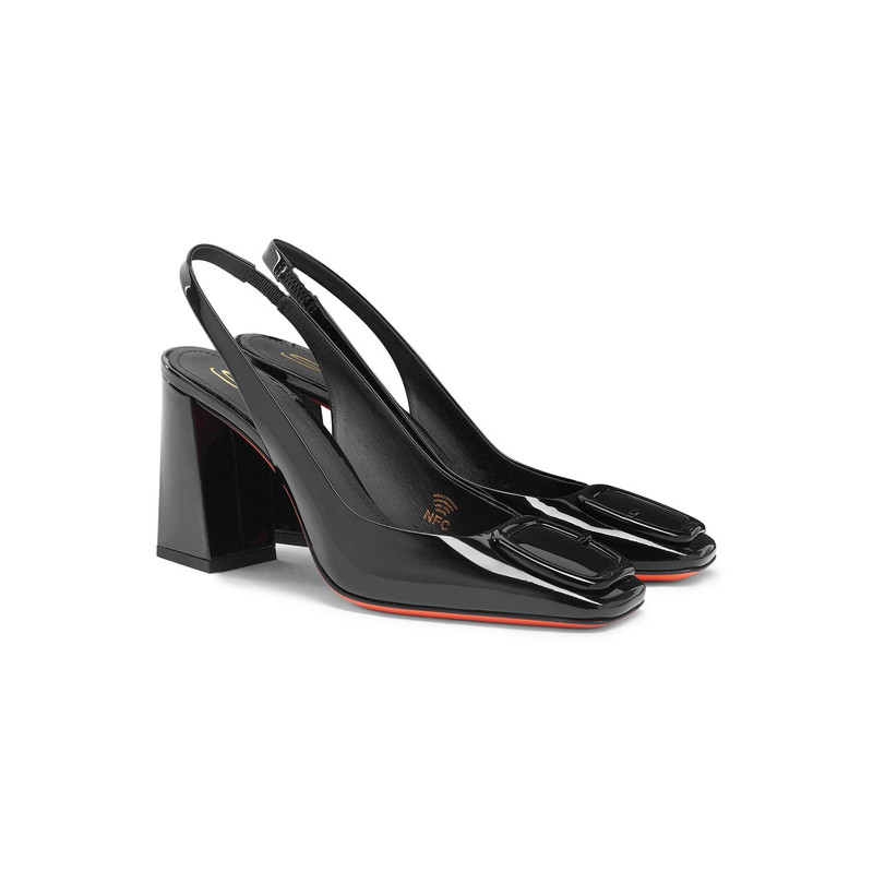 Women’s black patent leather high-heel slingback 3