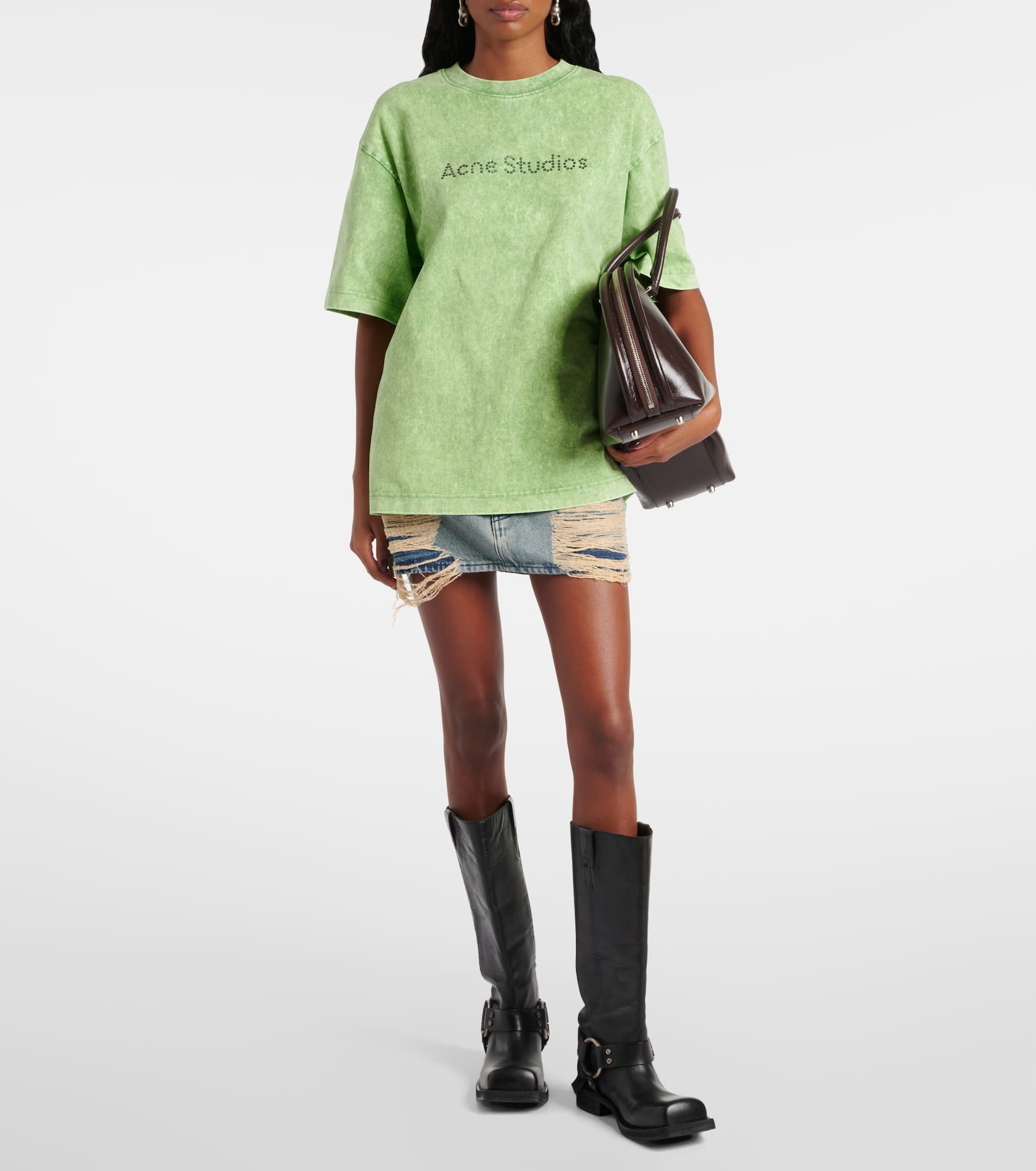 Macaria distressed denim miniskirt - 2