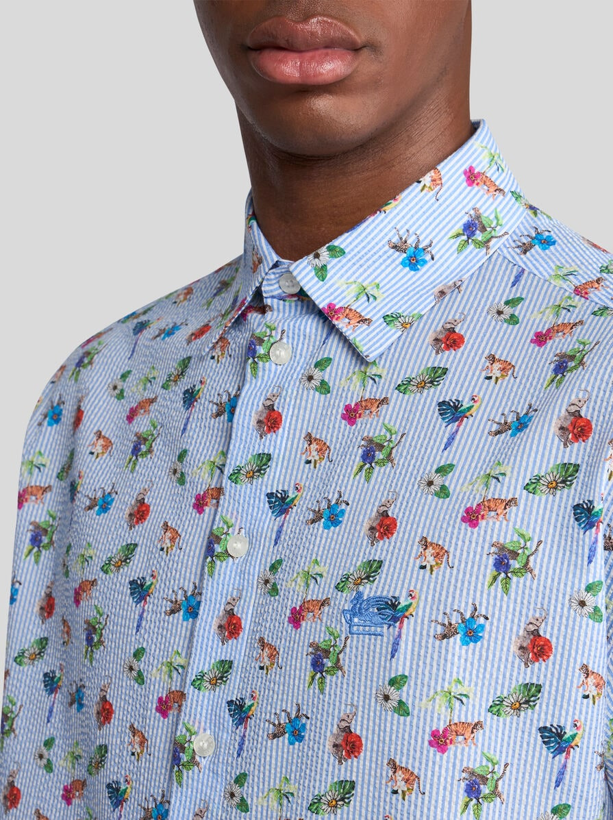 SHORT-SLEEVED SHIRT WITH STRIPES AND FLOWERS - 3