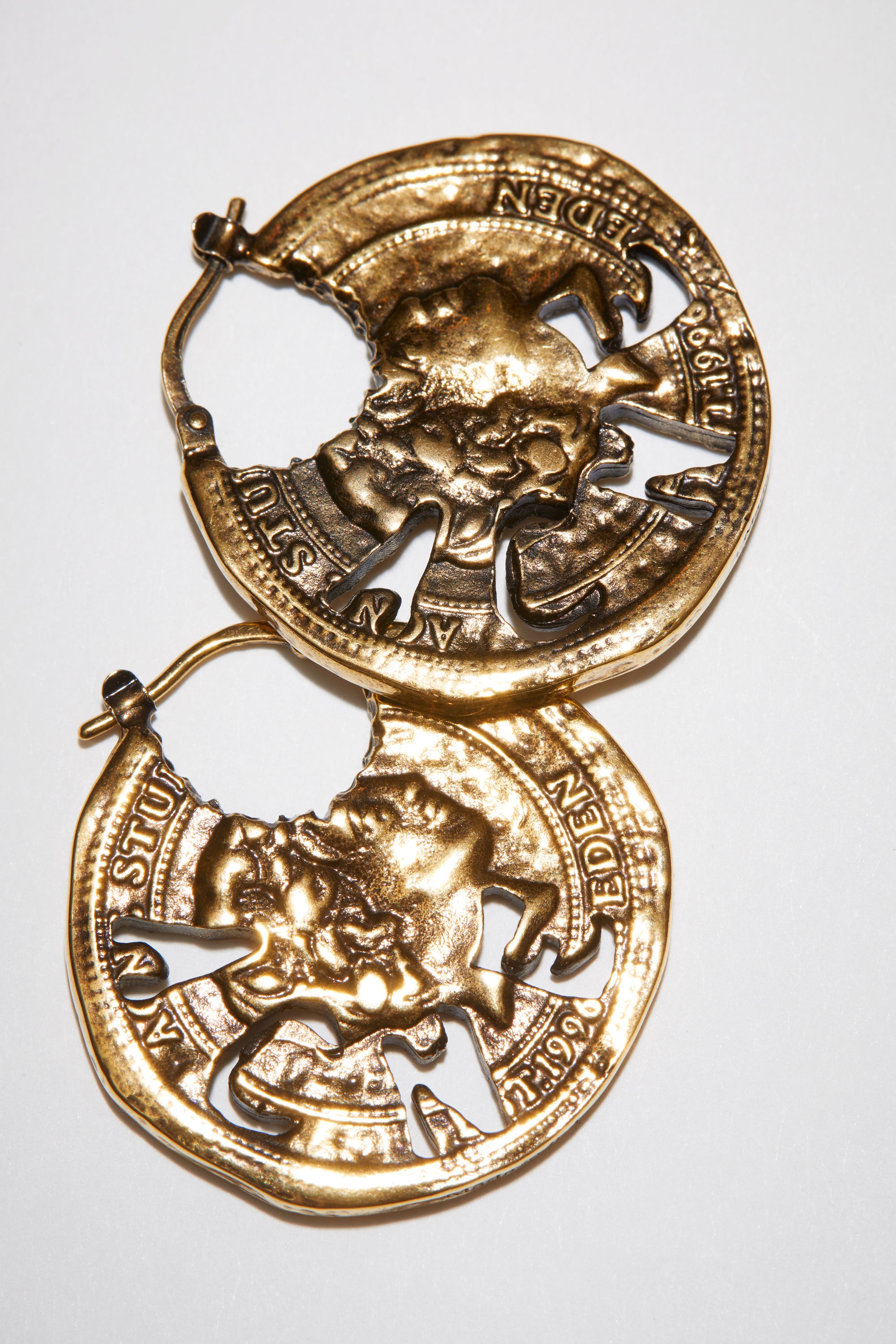 Coin charm earrings - Antique gold - 4