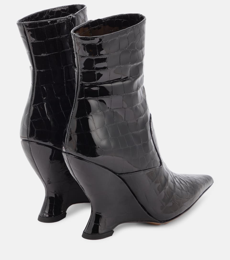 Punta croc-effect leather ankle boots - 3
