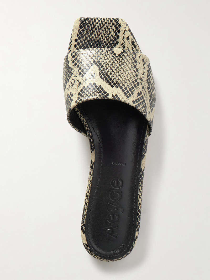 Anna Snake-effect Leather Slides 5