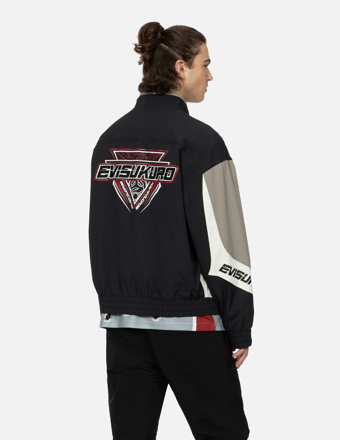 Multi-Logo Print Fashion Fit Racing Jacket - 8