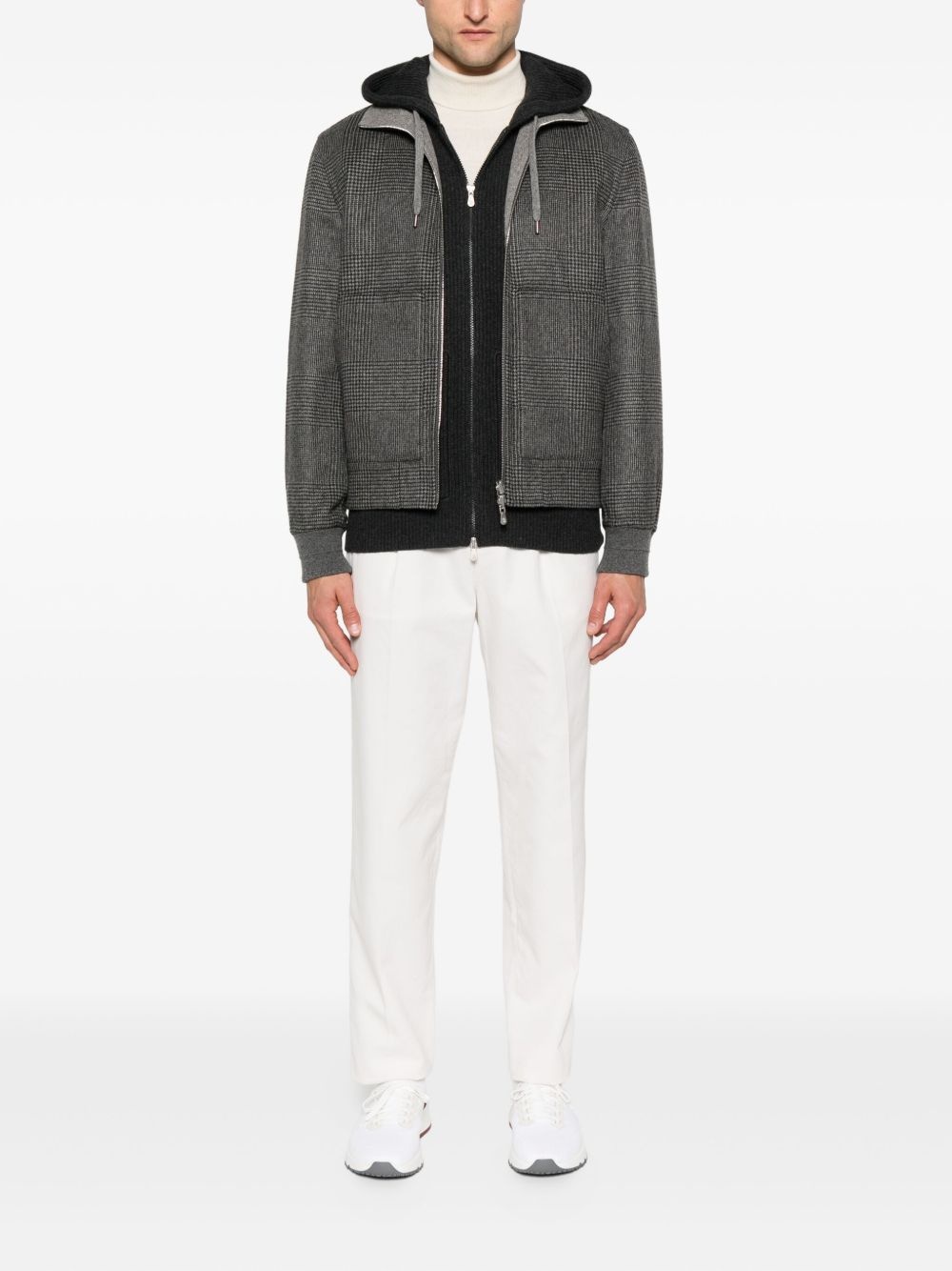 check-pattern zip-up bomber jacket - 2