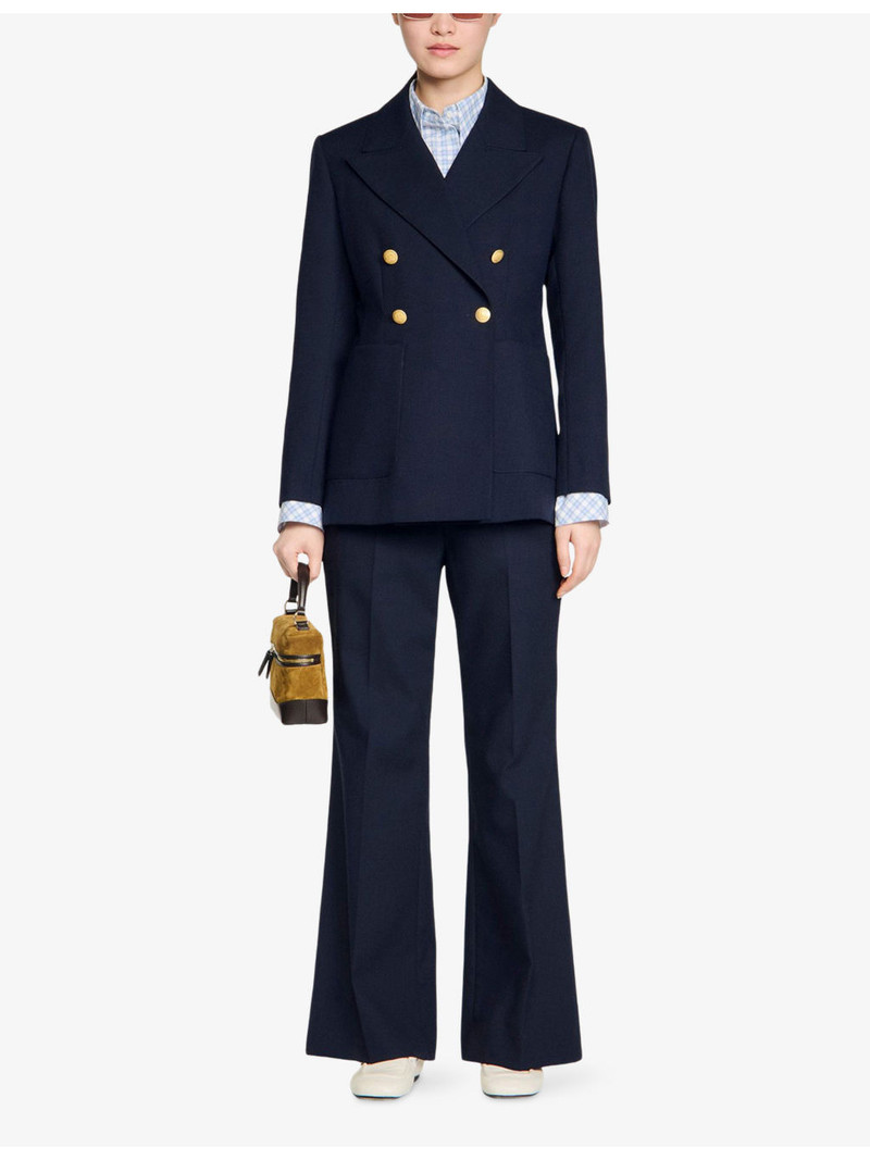 Sandro Double-Breasted Slim-Fit Wool-Blend Blazer outlook