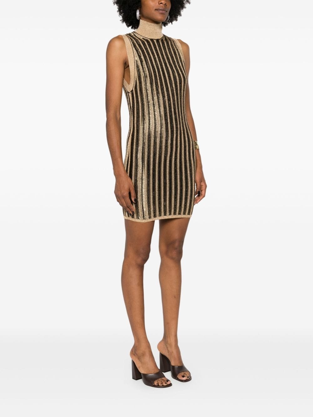 high-neck ribbed minidress - 3