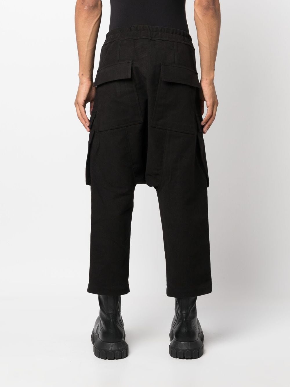 elasticated-waist drop-crotch trousers - 4