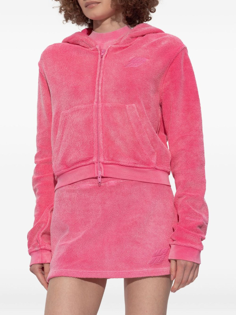 Shrunken 로고 자수 Zip 면 테리 Hoody 3