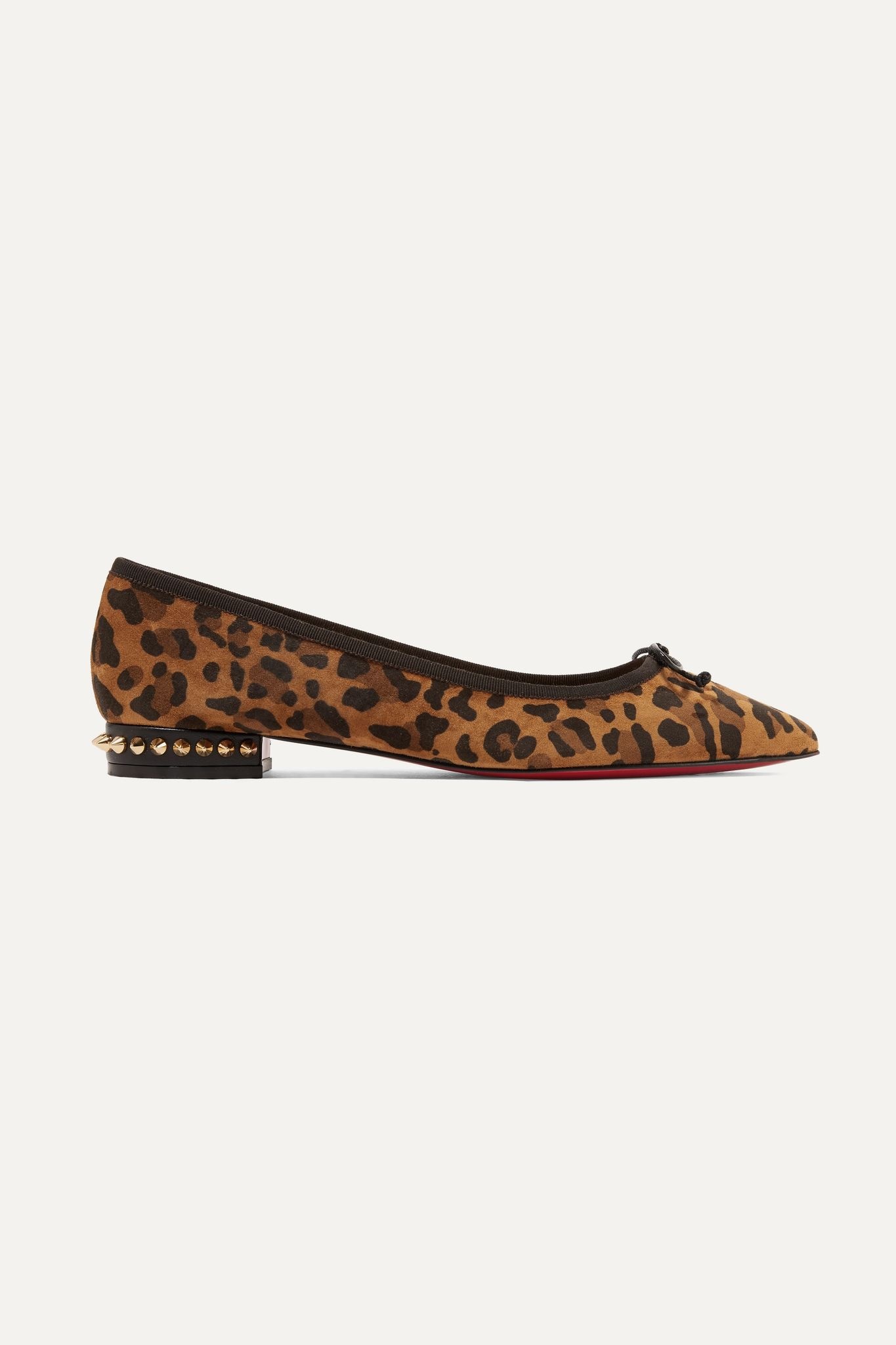 Hall spiked leopard-print suede point-toe flats - 1