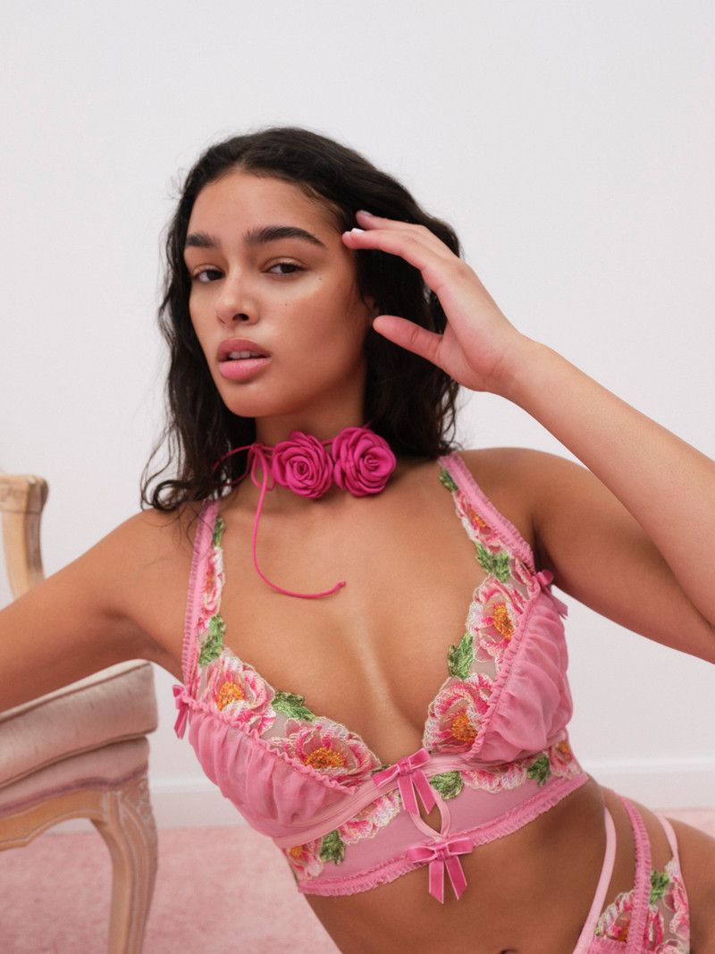 For Love & Lemons Needle Point Roses Bustier outlook