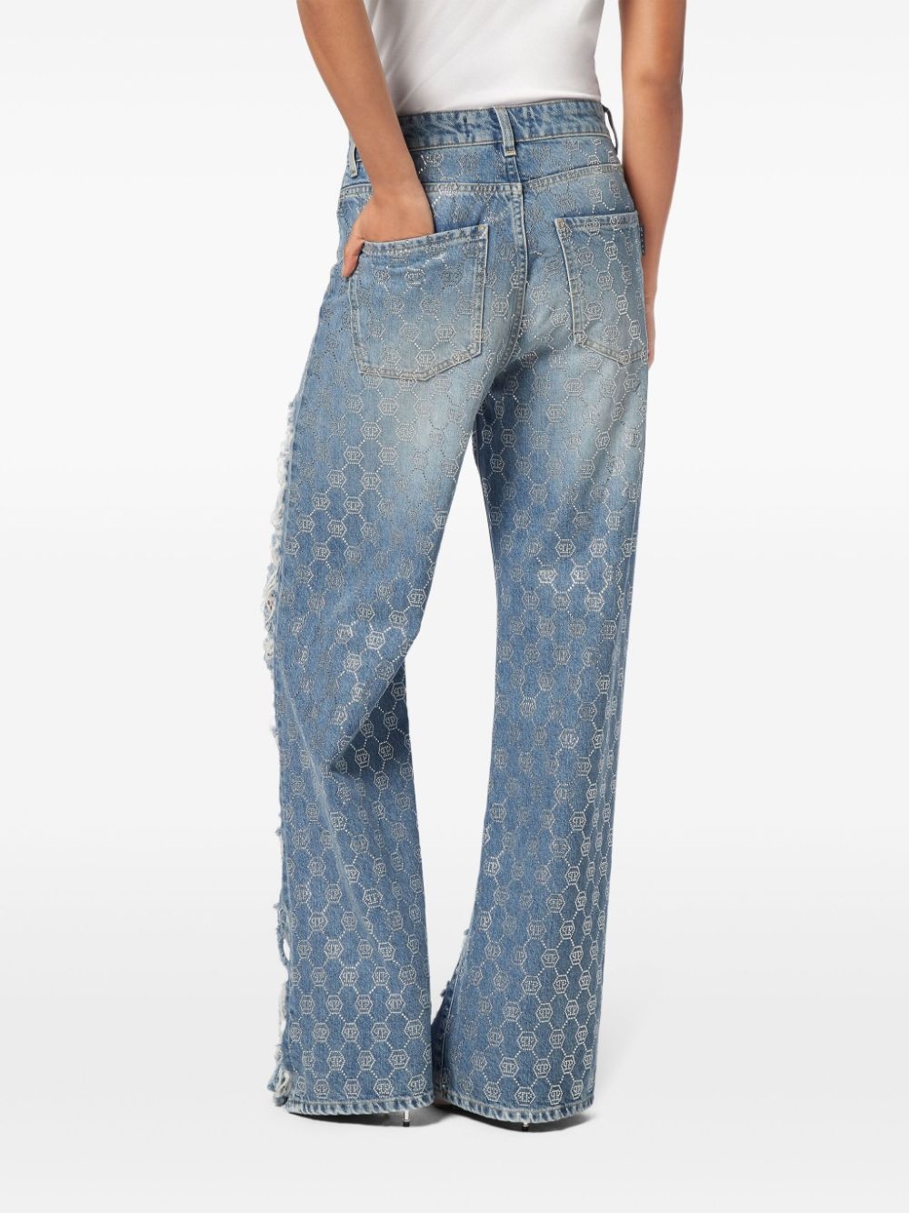 monogram strass jeans - 4