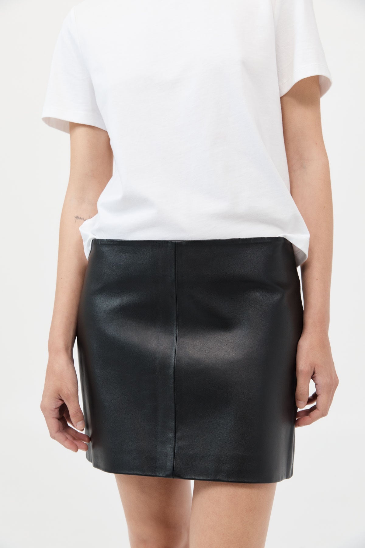 Leather Mini Skirt - Black - 3