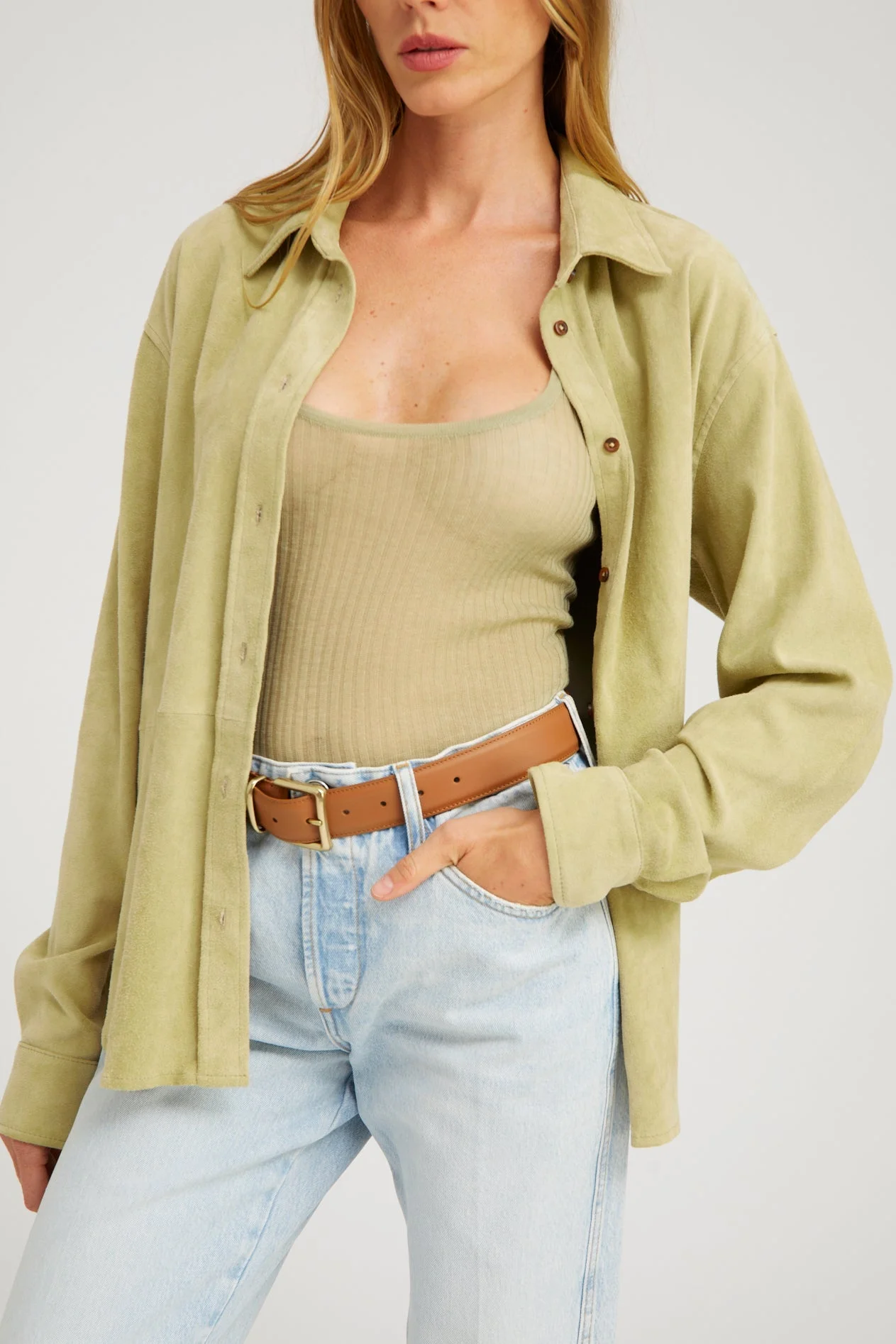 SUEDE ELISE BUTTON DOWN - 1