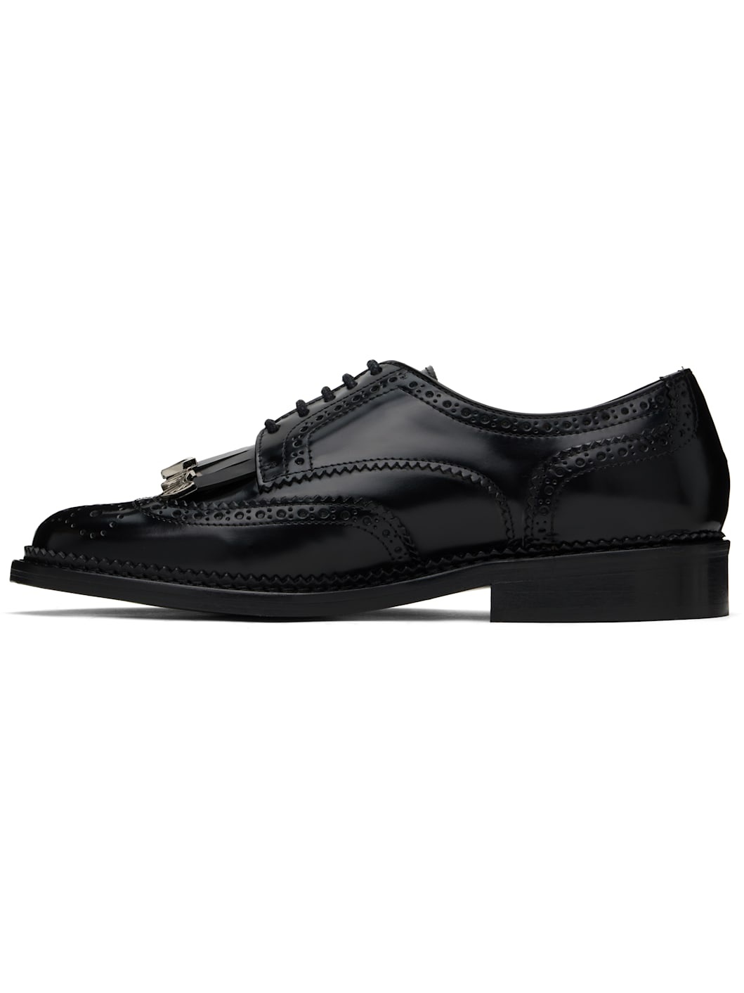 Black Polished Leather Derbys - 3