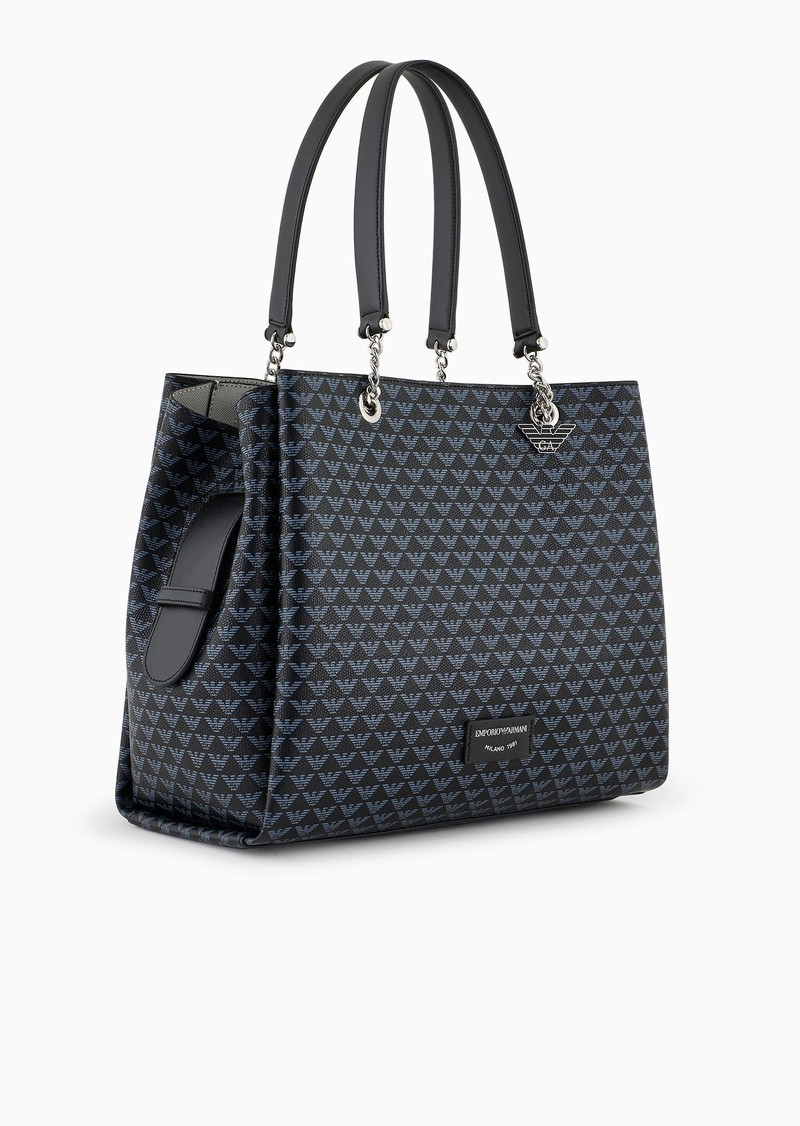 EMPORIO ARMANI All-over eagle shopper bag with eagle charm outlook