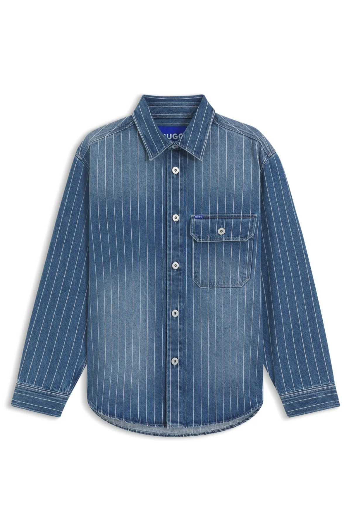 OVERSIZE-FIT SHIRT IN BLUE STRIPED DENIM - 1