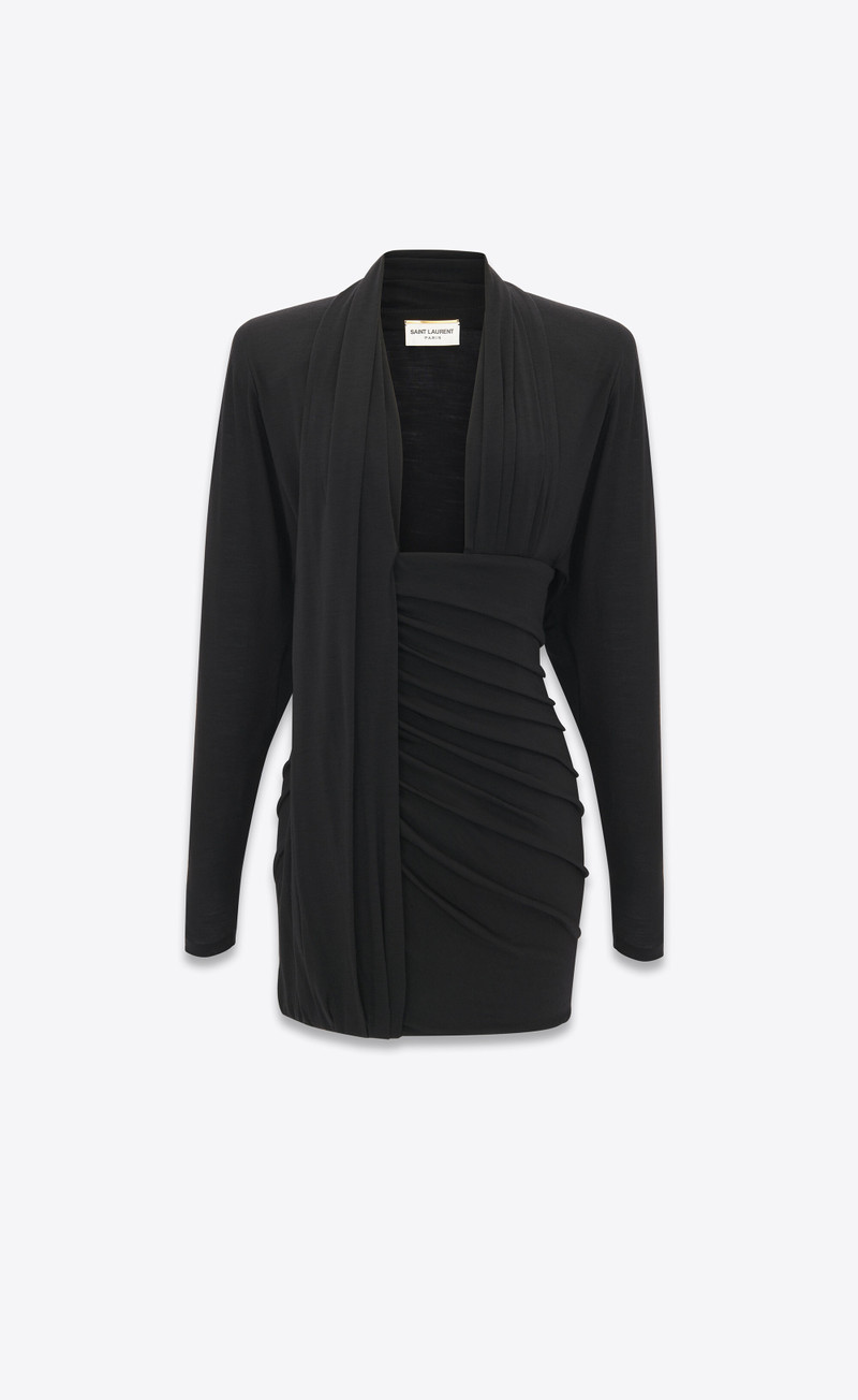 draped dress in wool jersey - 1