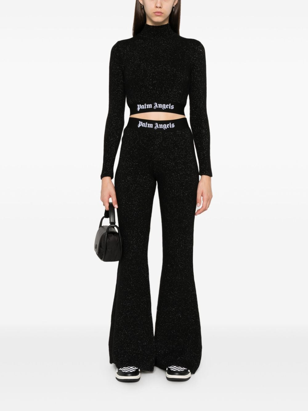 Palm Angels Women Logo Lurex Flared Trousers - 5