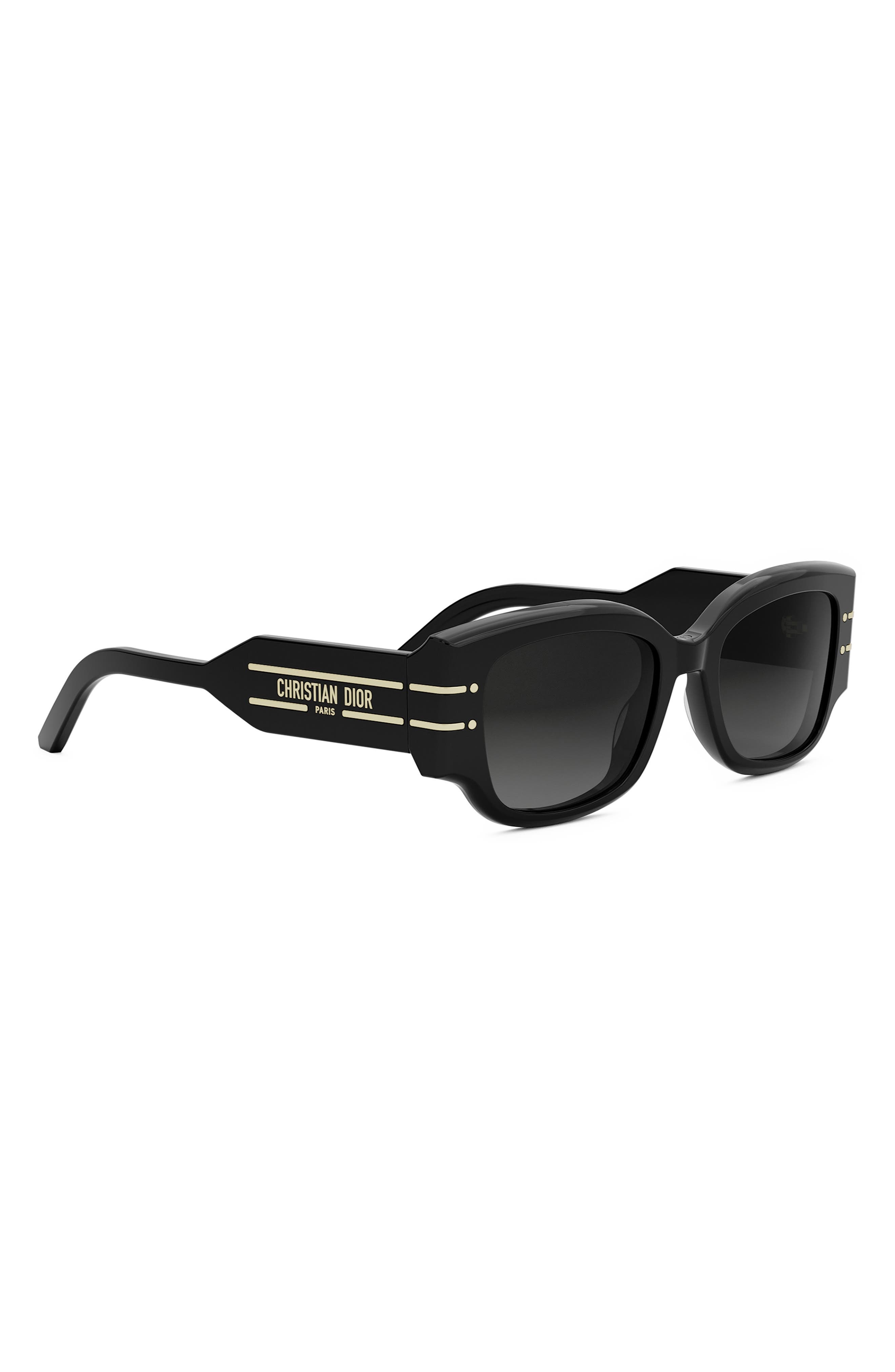 'DiorSignature S13I 52mm Rectangular Sunglasses in Shiny Black /Gradient Smoke at Nordstrom - 5