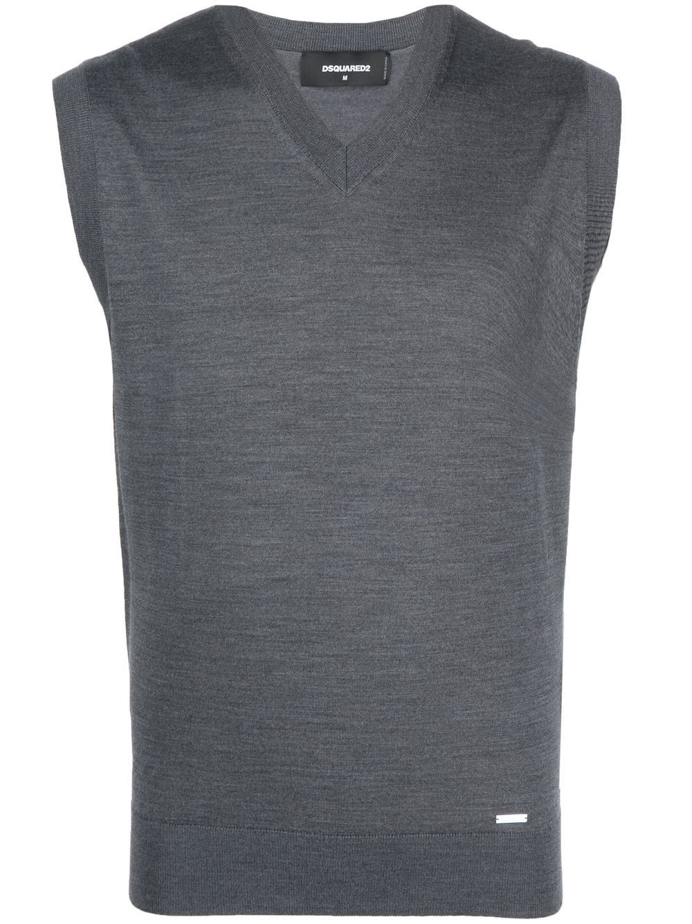 V-neck wool vest top - 1