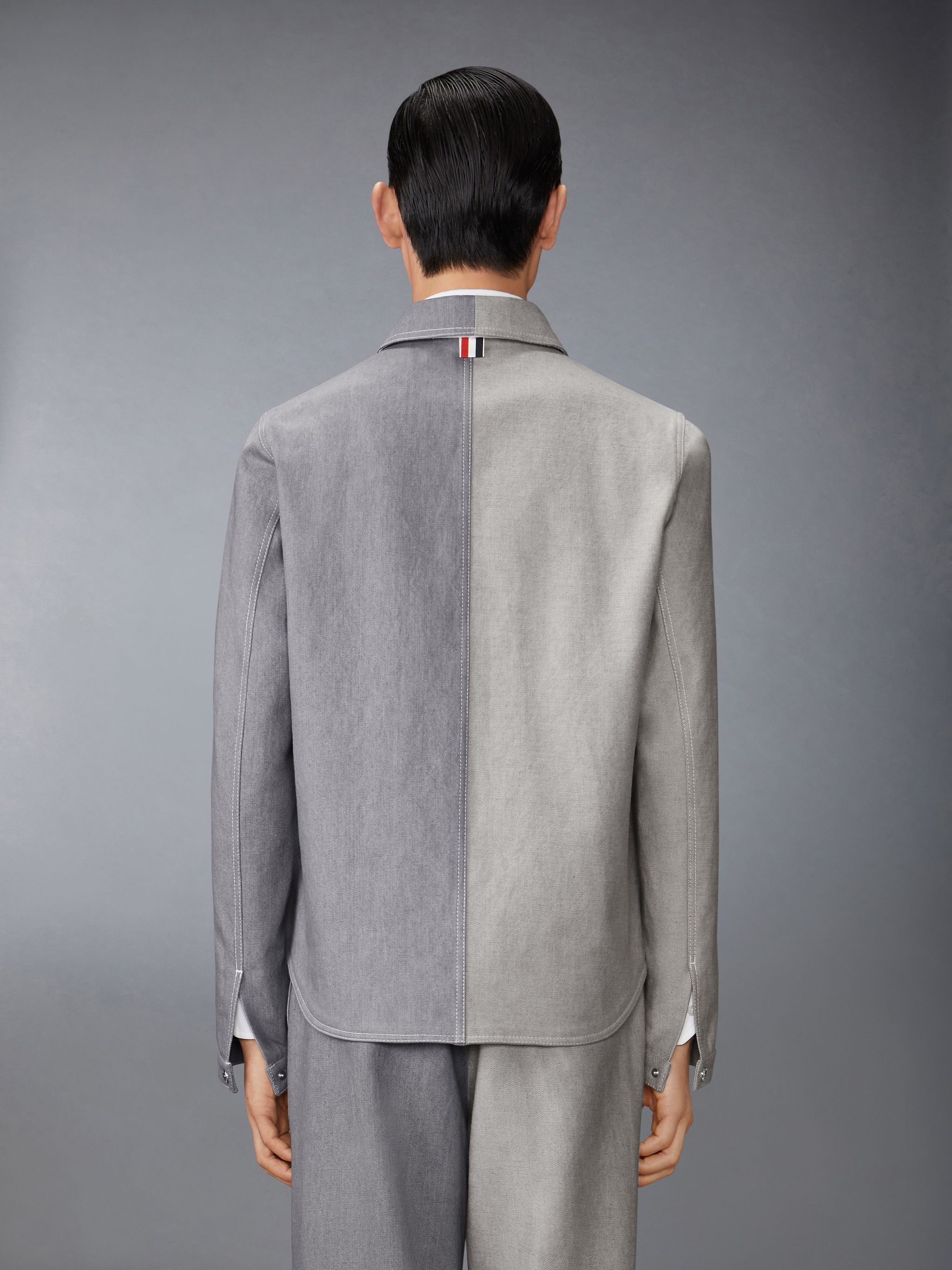 Funmix Washed Denim Contrast Topstitching Utility Patch Pocket Jacket - 2