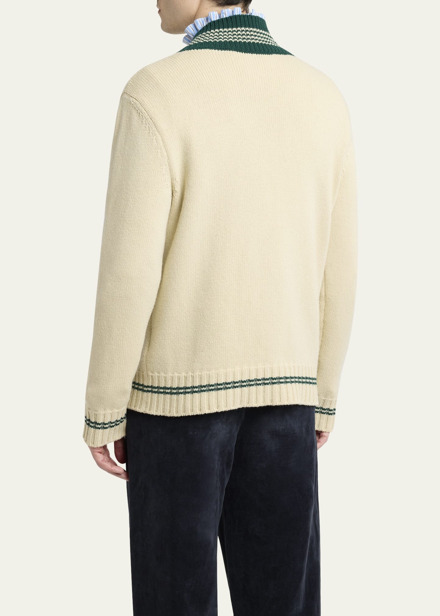 Men's Wool Le Chien De La Maison Jacquard V-Neck Sweater - 3