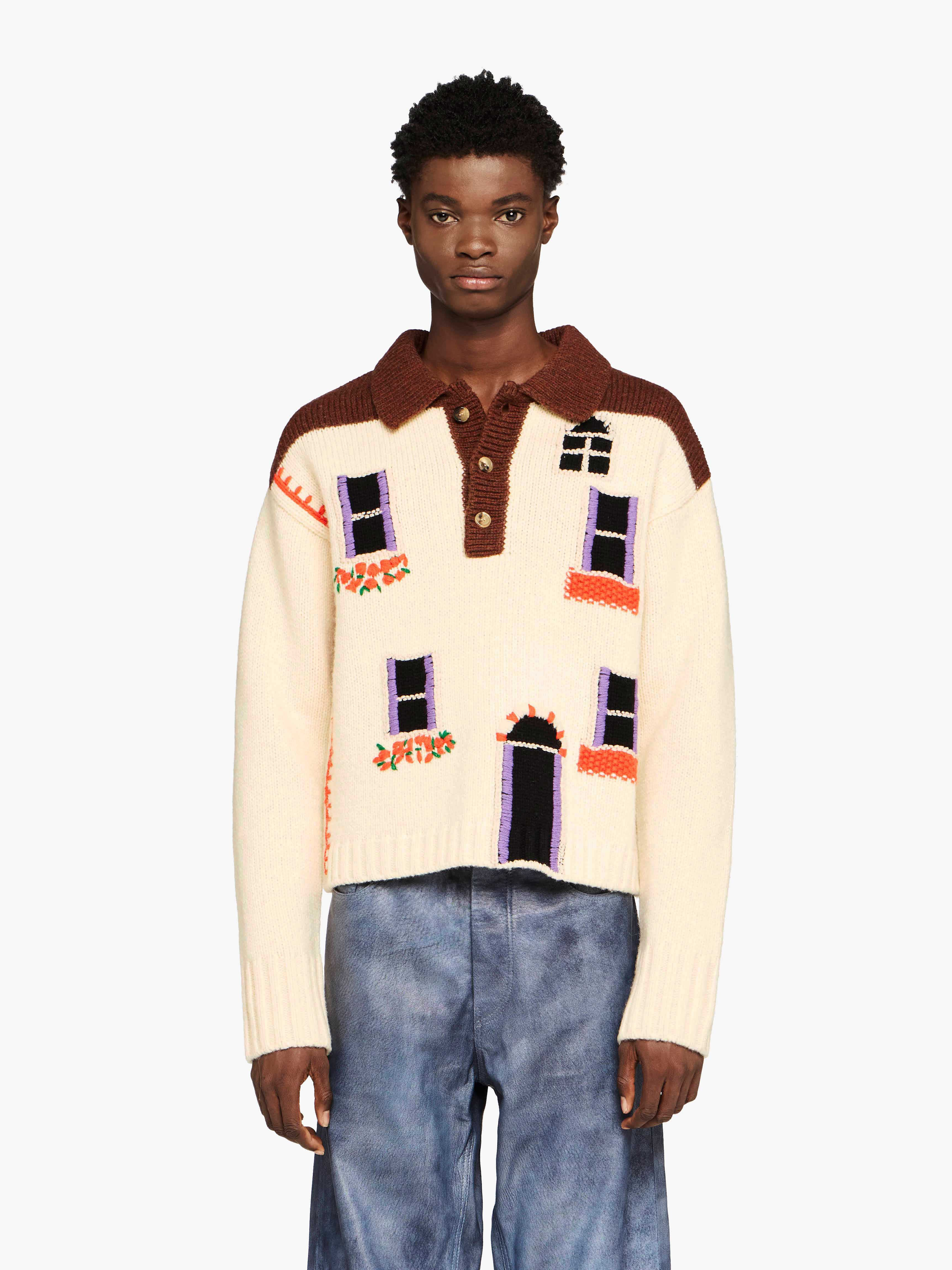 HOUSE' INTARSIA POLO SWEATER - 2