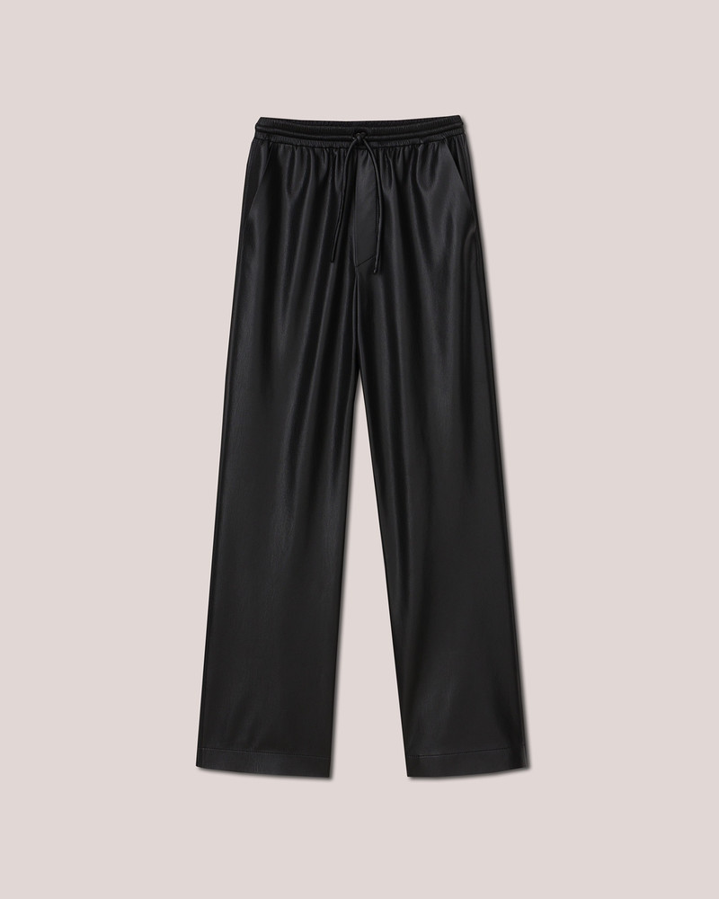 CALIE - OKOBOR™ alt-leather elasticated waist pants - Black - 1