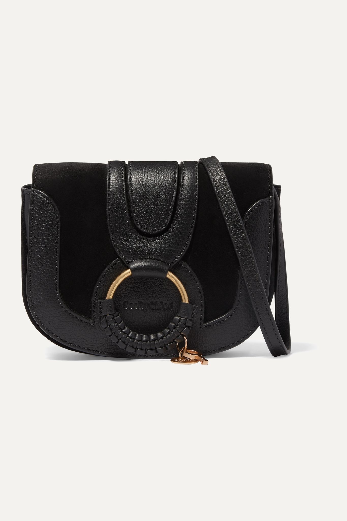 Hana mini textured-leather and suede shoulder bag - 1