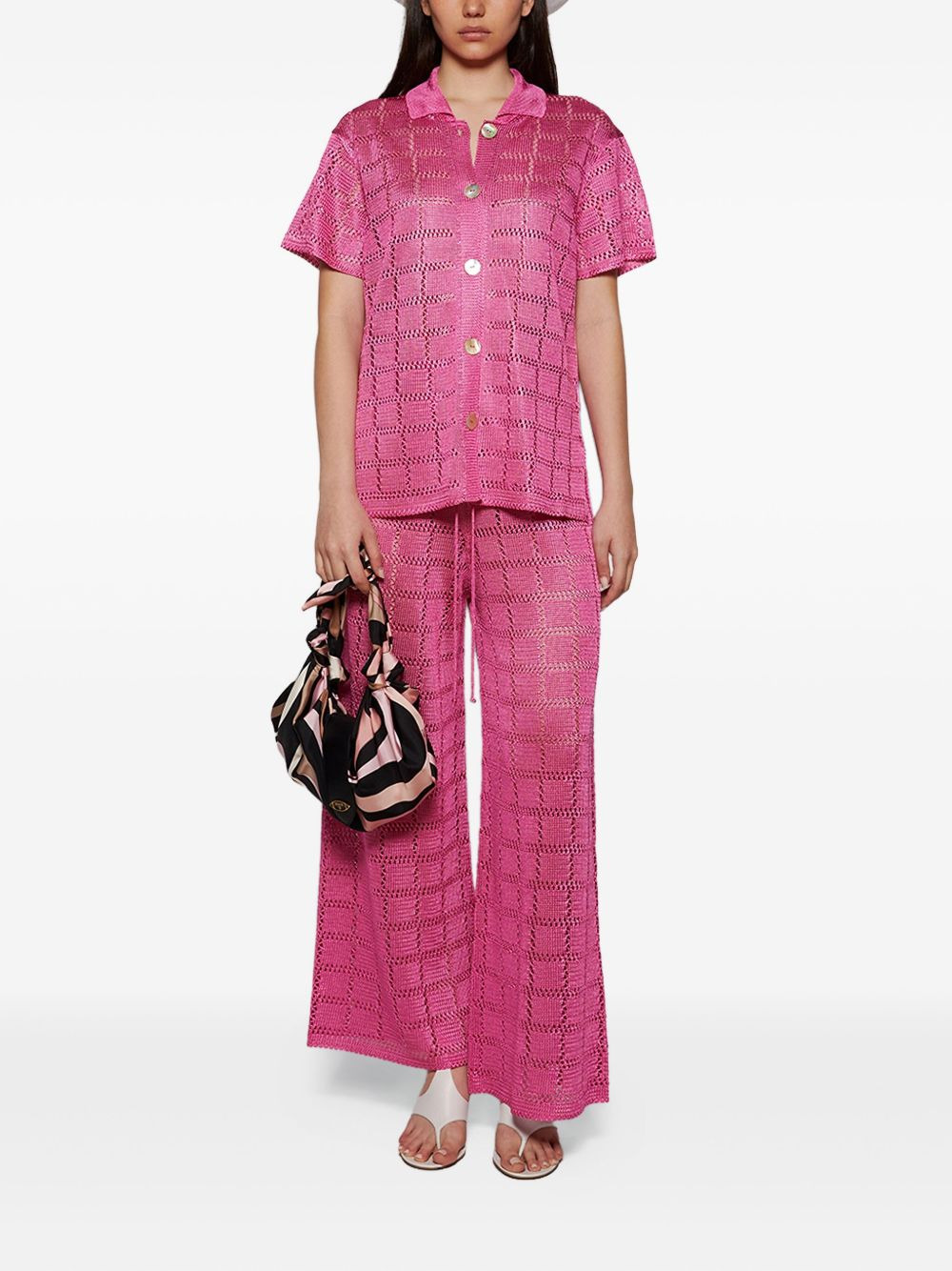 short-sleeve grid-pattern shirt - 2