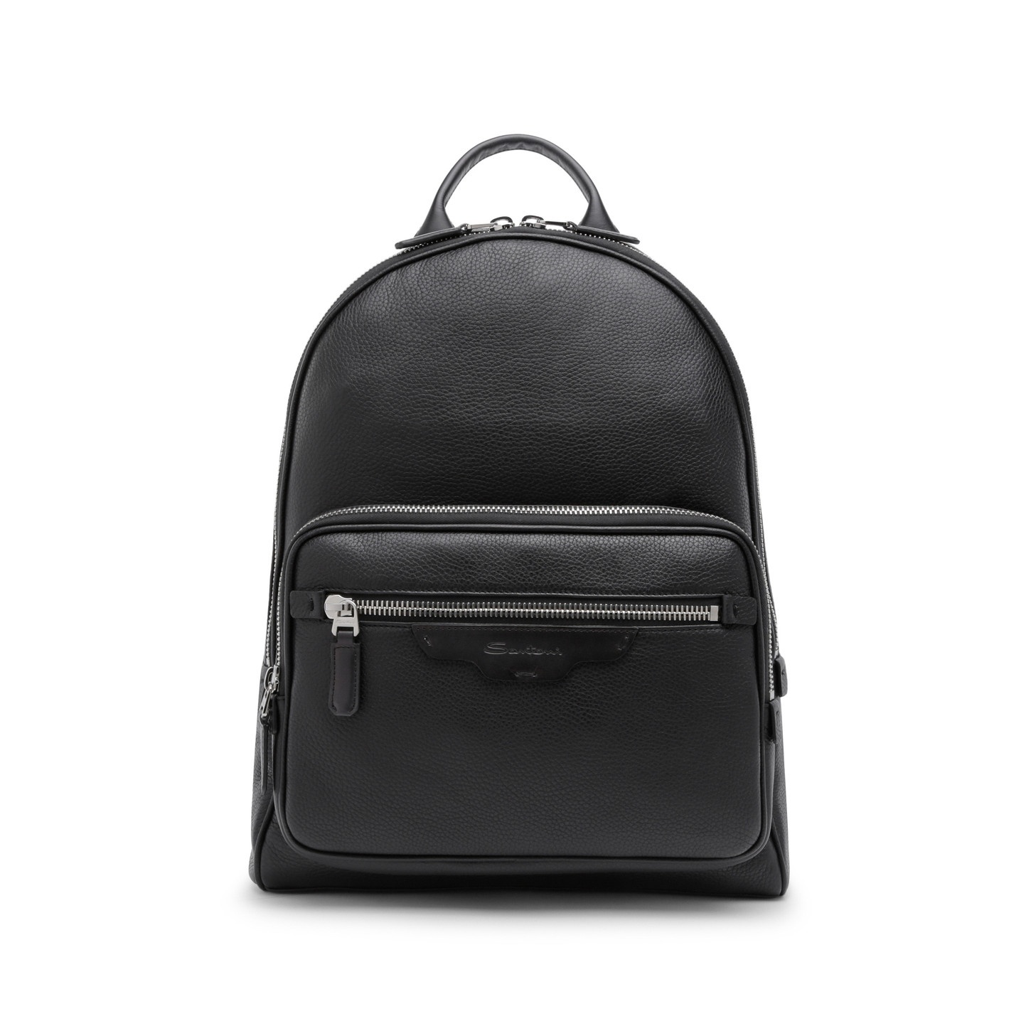 Black tumbled leather backpack - 1