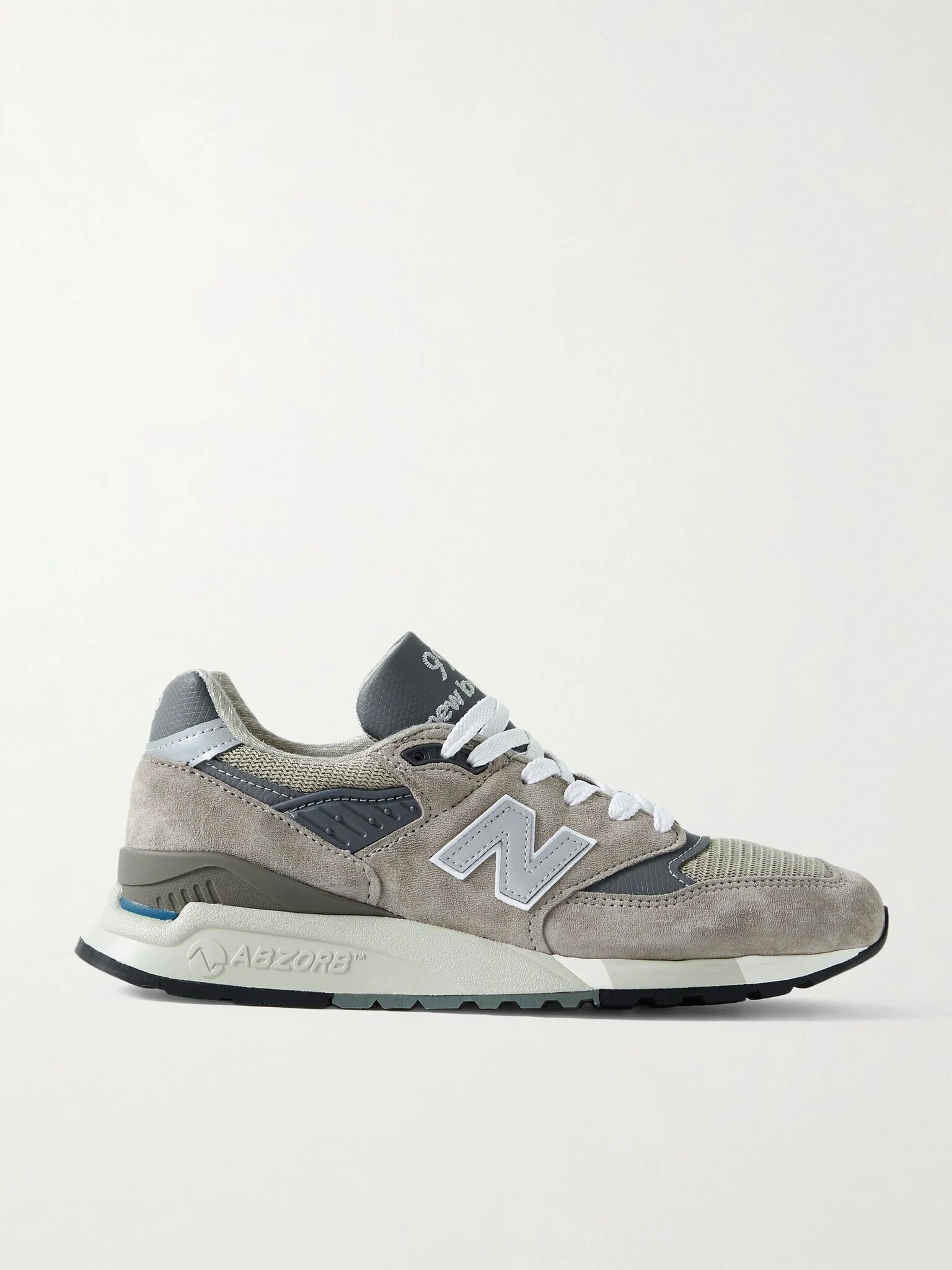 Made in USA 998 Core rubber-trimmed leather, mesh and suede sneakers Gray - 1