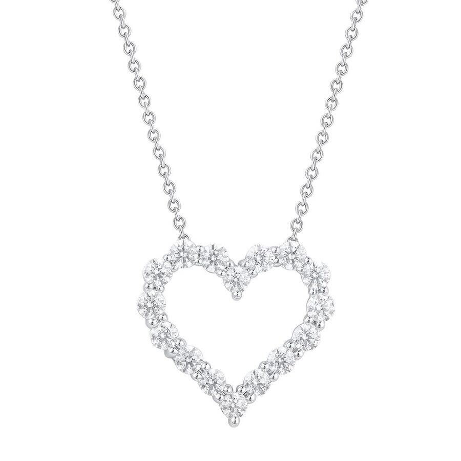Brilliant Diamond - Brilliant Diamond 2 Carat Round Lab Grown Diamond Heart Pendant in Sterling Silver, 18 Inches Cable  - 3