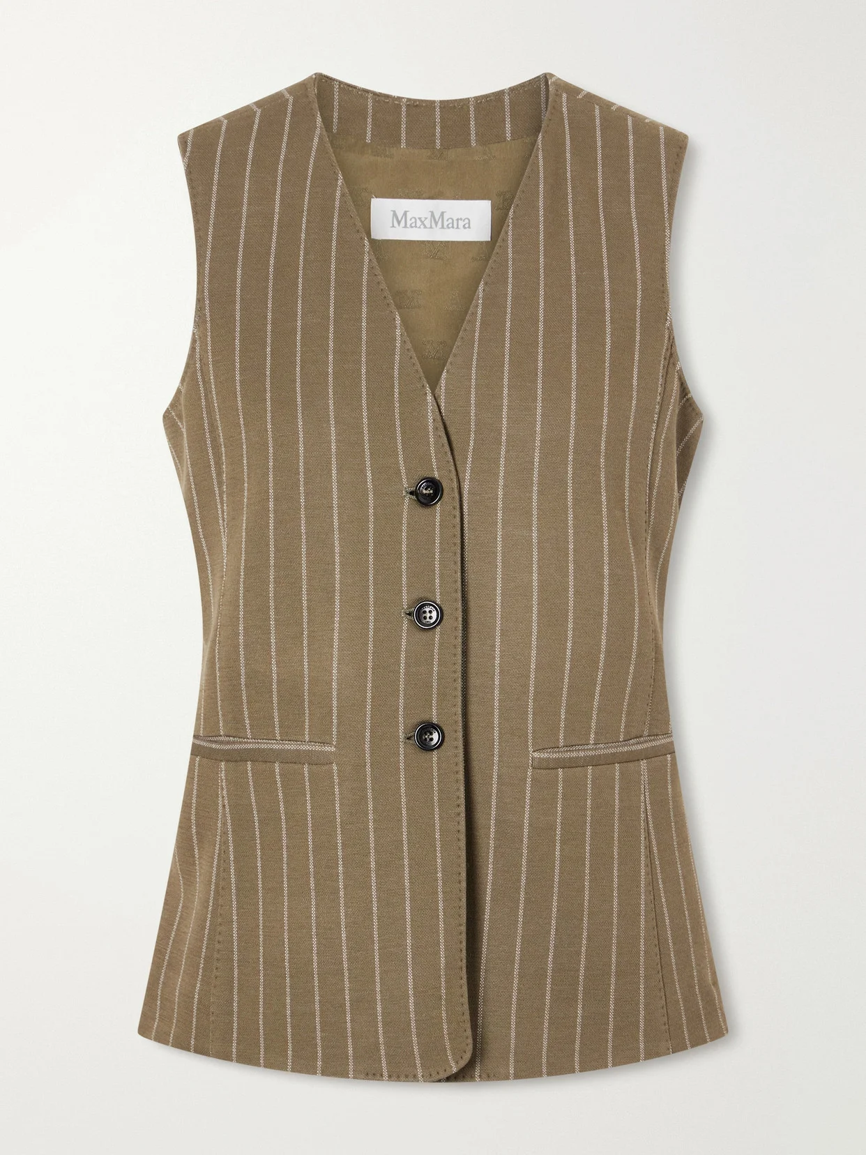 Pinstriped Twill Vest - 1