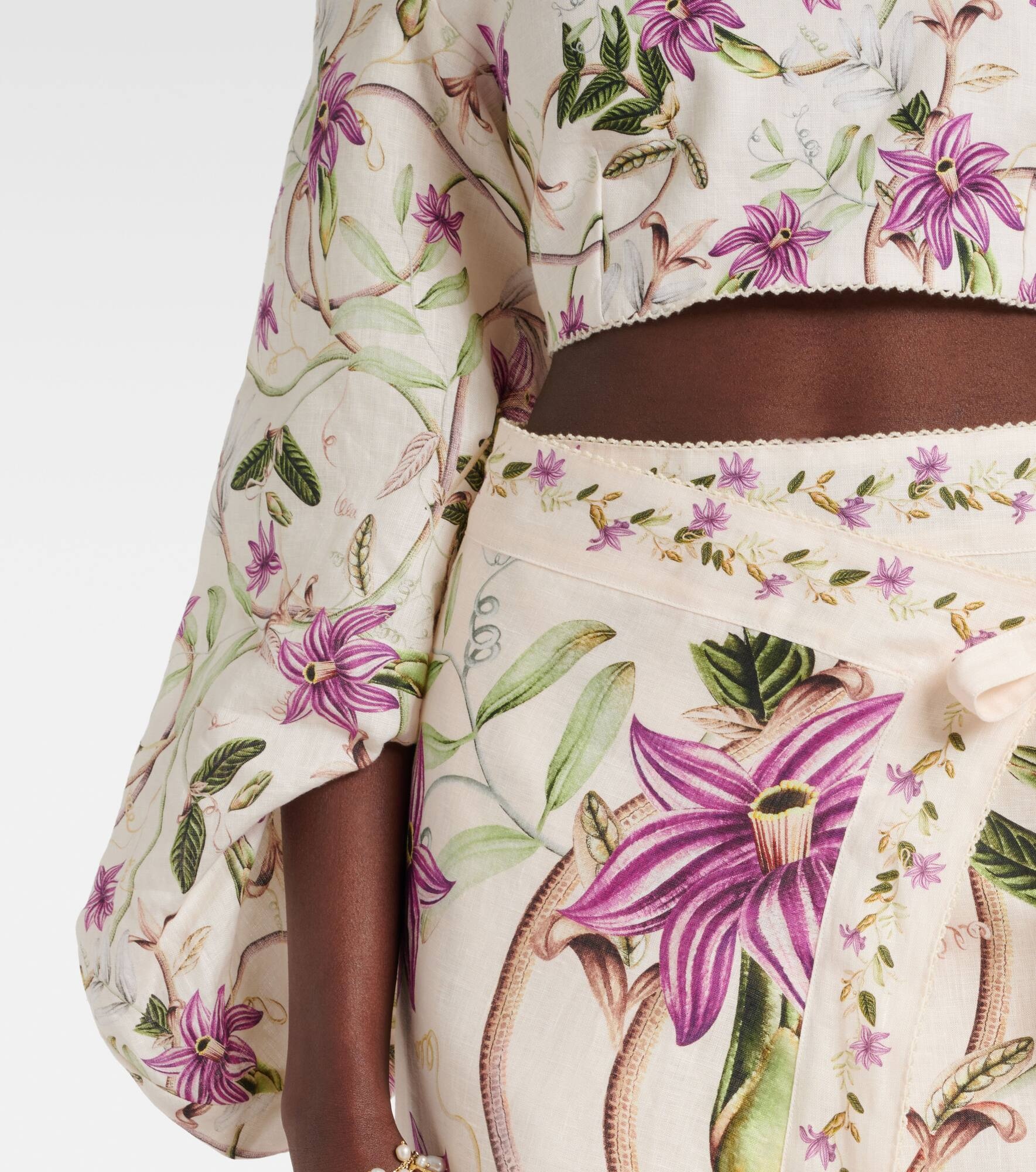 Duria floral linen crop top - 5