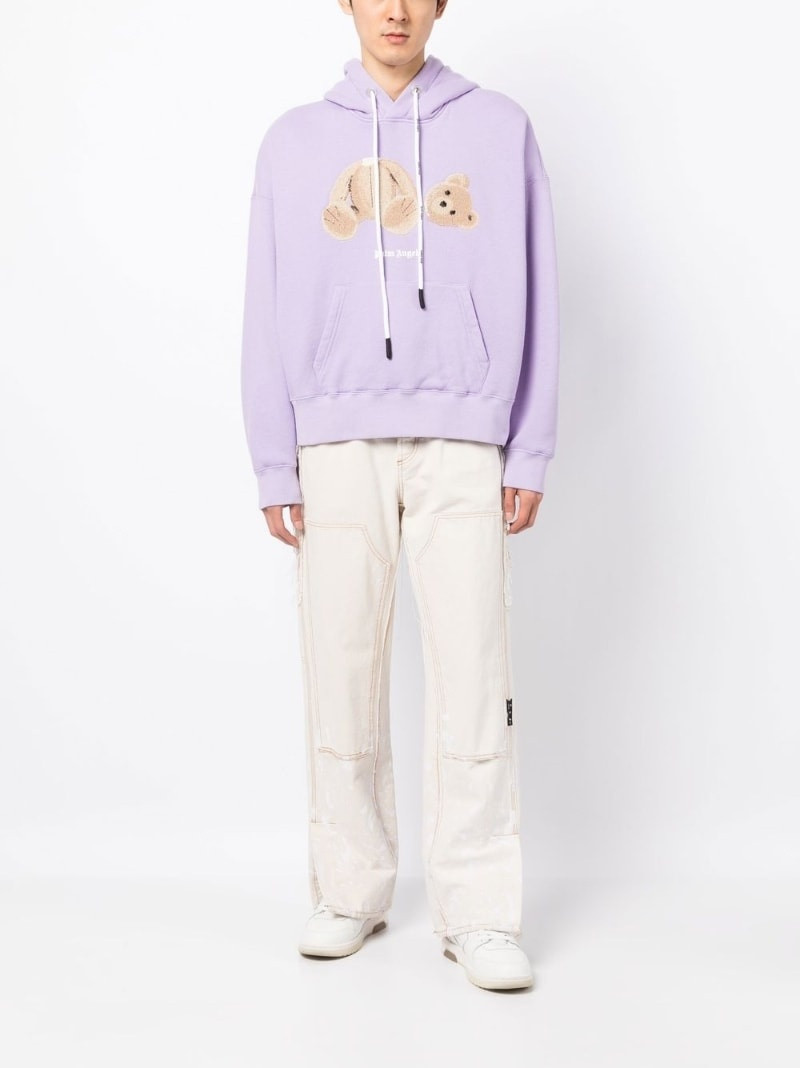Palm Angels Bear-motif drawstring hoodie outlook