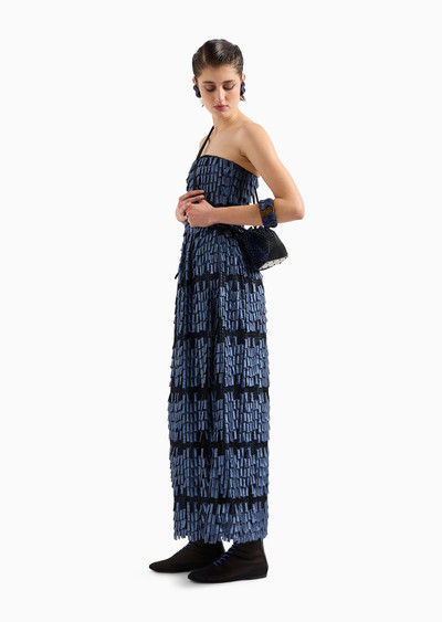 GIORGIO ARMANI Long bustier dress in a viscose blend with fringe-effect embroidery outlook