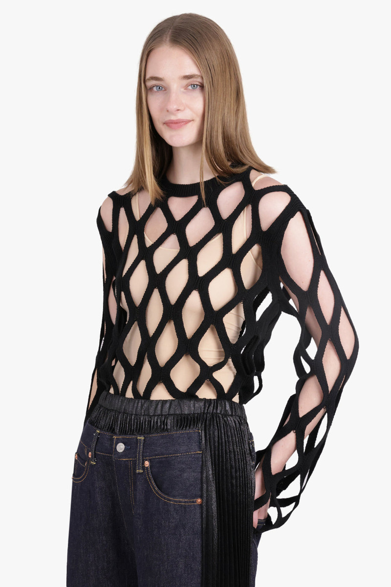 Comme Des Garçons MESH L/S KNITTED TOP | BLACK outlook